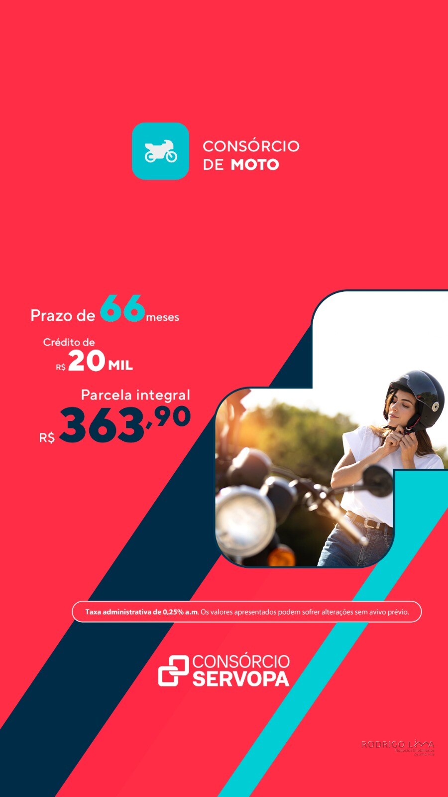 Consórcio de moto com parcelas a partir de R$363,90