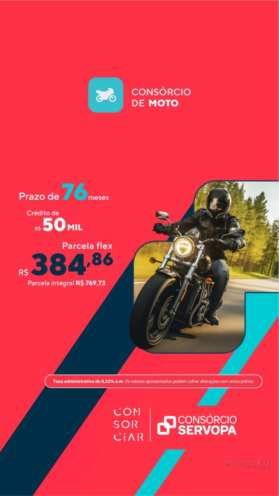 Consórcio de moto com parcelas a partir de R$384,86