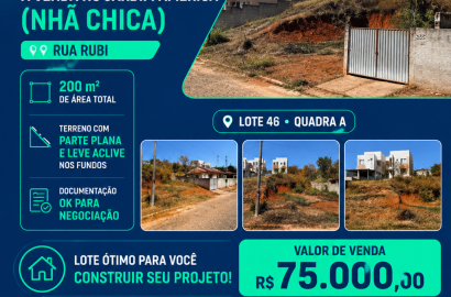 Lote de 200 m² para venda bairro Nhá Chica
