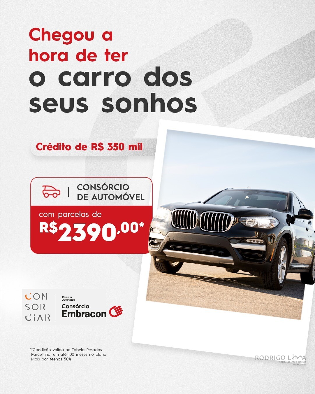 Consórcio de auto com parcelas a partir R$ 2.390,00