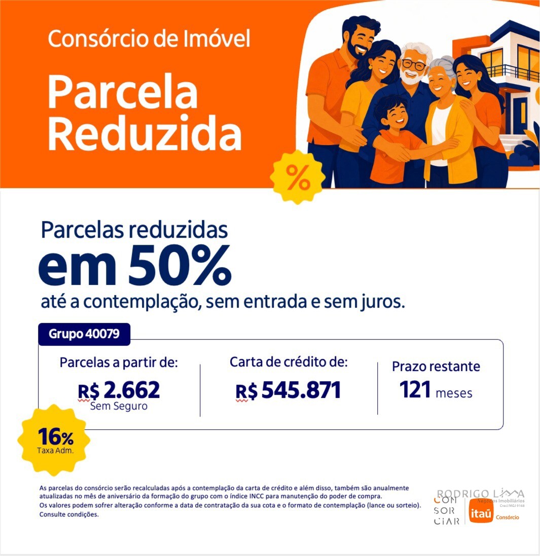 Consórcio imobiliário com parcelas a partir de R$ 2.662,00