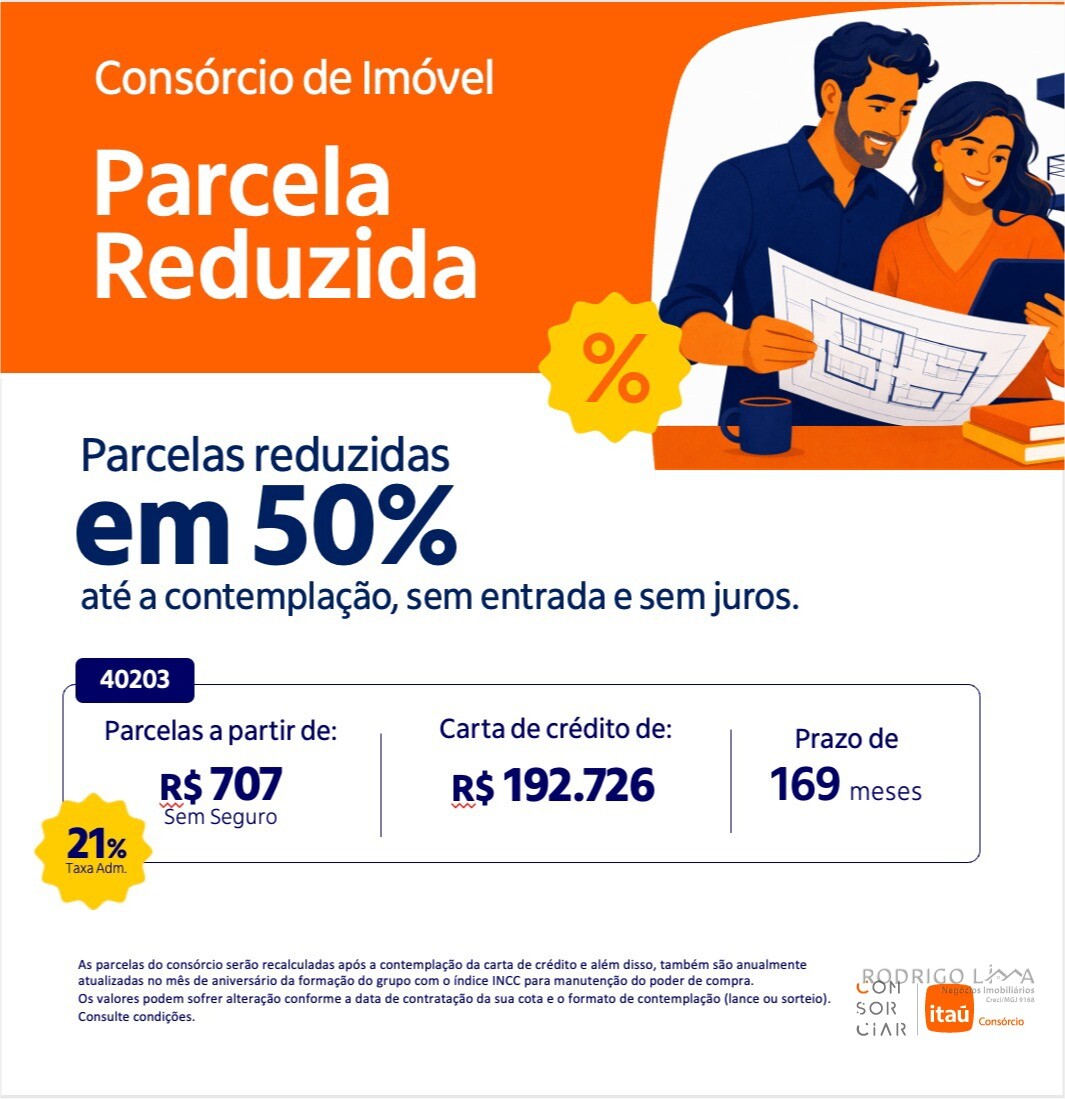 Consórcio de imóvel com parcelas a parir de R$707,00
