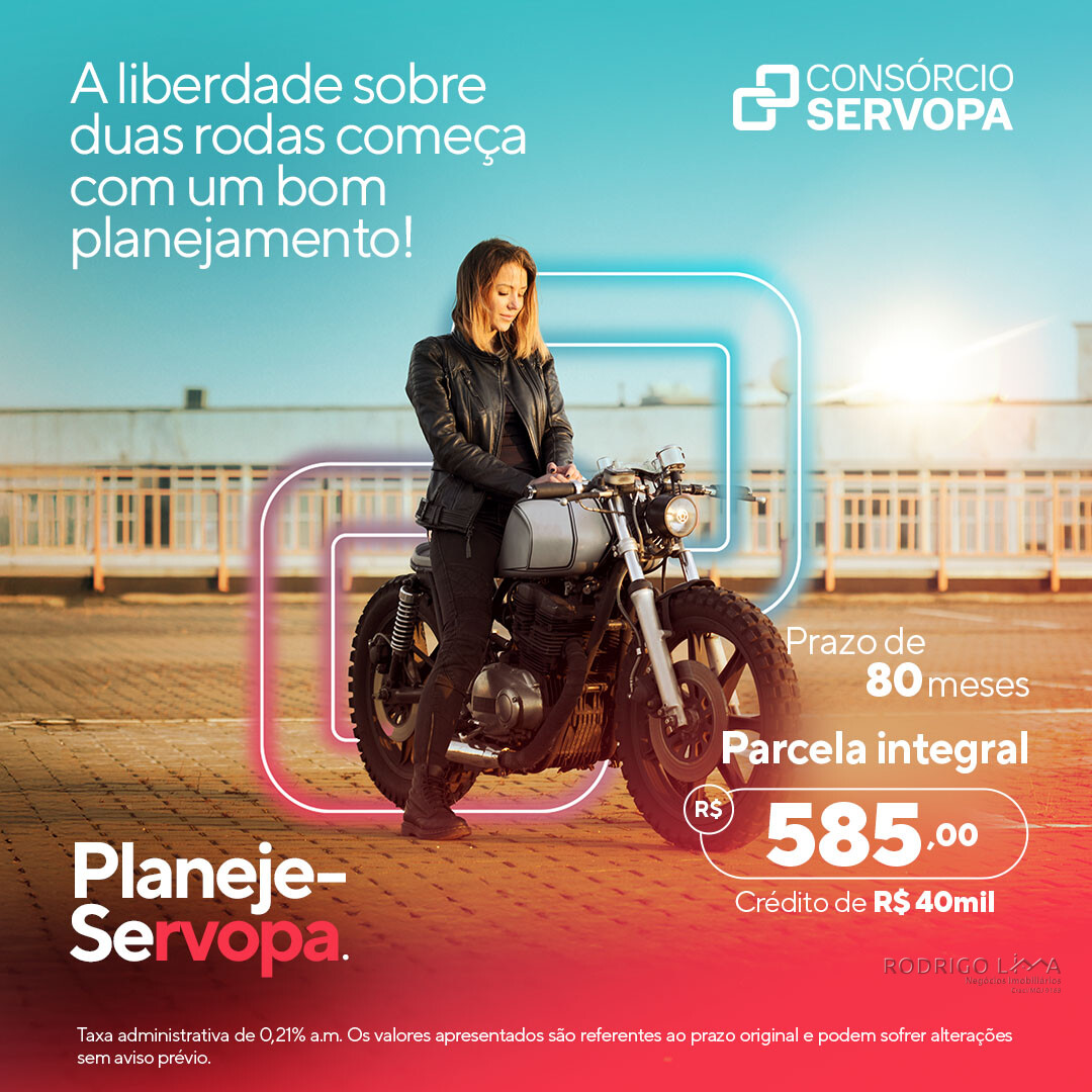 Planeje a compra da sua moto com apenas R$585,00 mensais!